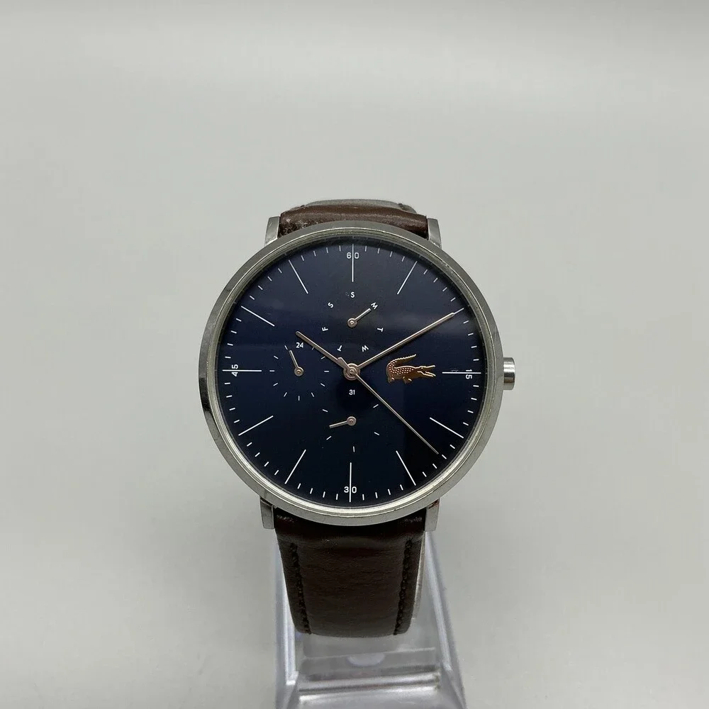 Lacoste LC.96.1.14.2884 Mens Watch 40mm Blue Dial Silver Tone Leather New Batt